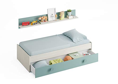 Habitdesign 0J7447Y - Cama Nido Juvenil, 2 Camas + Estante, Color Blanco...