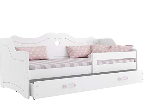 Cama individual infantil JULIA (colchon 160x80,somier y cajón GRATIS!) color blanco, diseño...