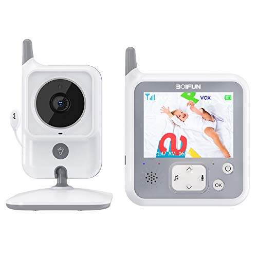 Vigilabebés con Cámara, BOIFUN Bebé Monitor Inalambrico Inteligente con Pantalla LCD de...