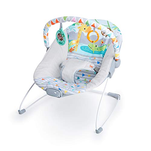 Bright Starts, Hamaca bebé Safari Fun, con vibraciones y arco de juego,...