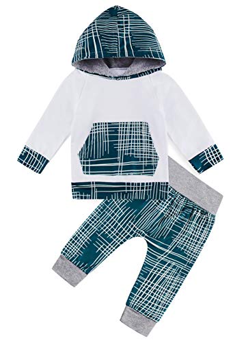 2 Piezas de Sudadera con Capucha para bebé Pantalone geometría niños Traje...