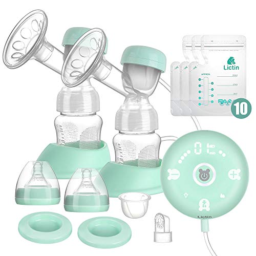 Lictin Sacaleches Eléctrico-Extractor de Leche Doble Portátil de Silicona Inteligente con Pantalla...