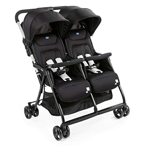 Chicco OHlala Twin - Silla de paseo gemelar, muy ligera y compacta, solo 8 kg, gemelos mellizos o hermanos, color negro (Black Night)