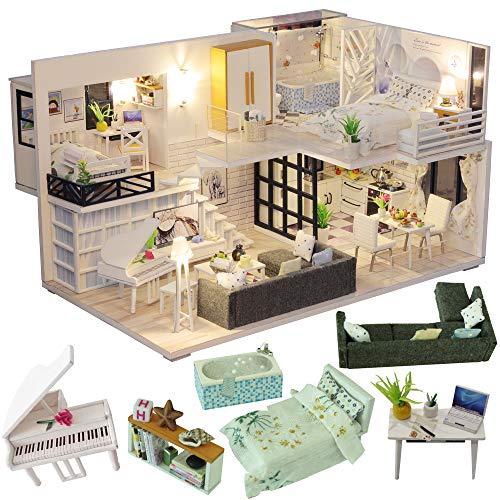 CUTEBEE Miniatura de la casa de muñecas con Muebles, Equipo de casa...