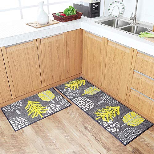 U'Artlines - Juego de 2 alfombras de cocina antideslizantes lavables