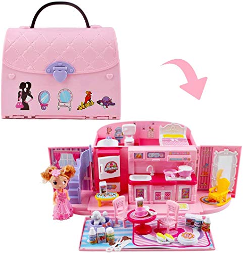 deAO Bolso de Mano con Casita de Muñecas